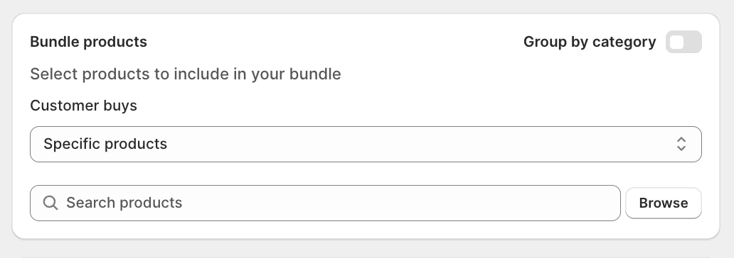 Bundle products configuration