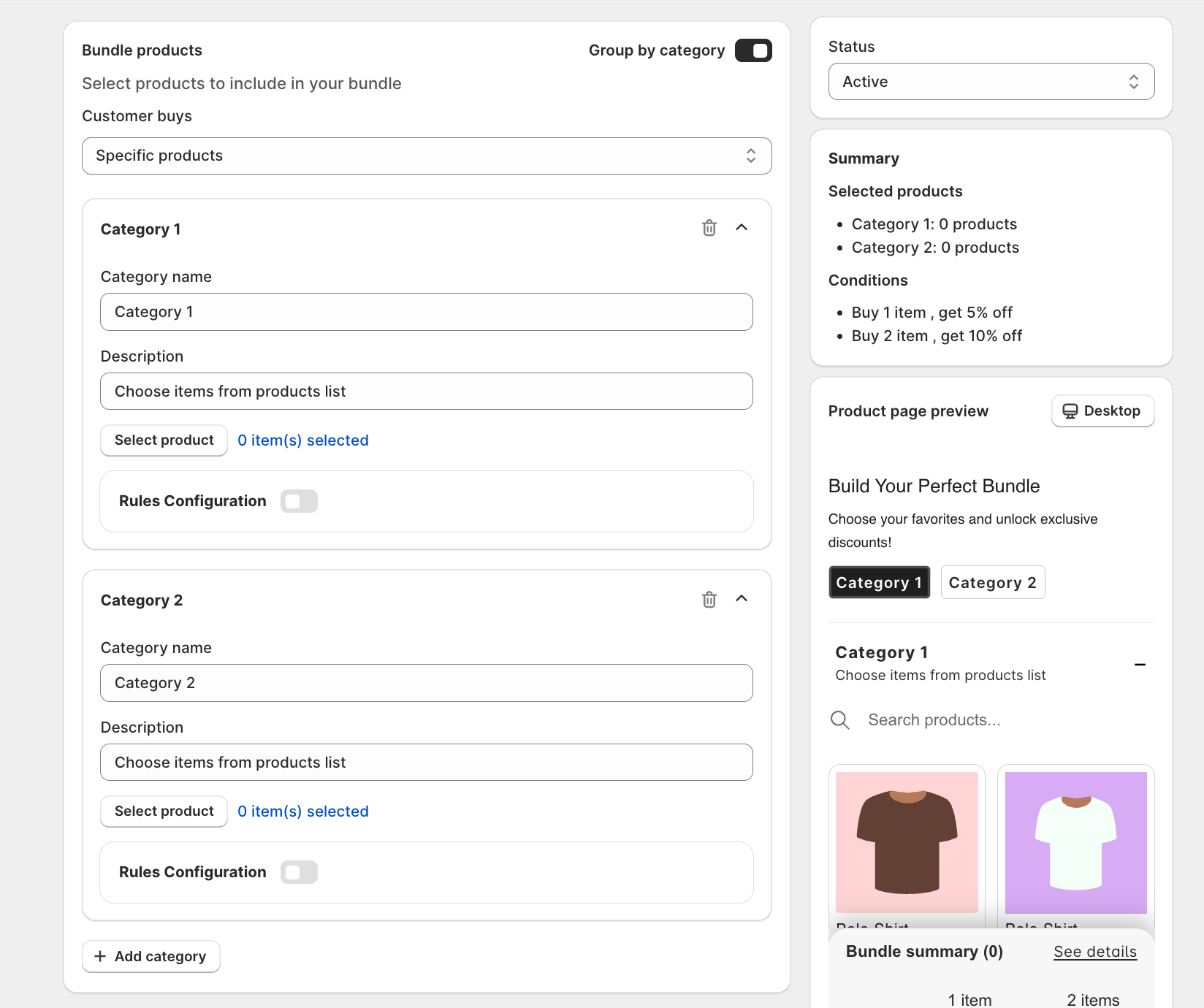 Group by category toggle