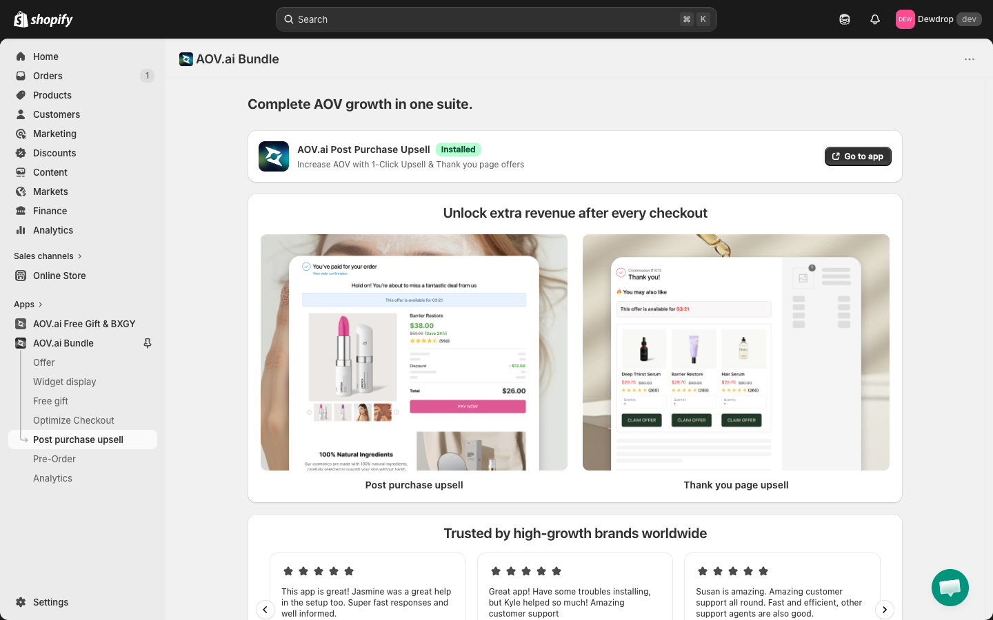Post purchase upsell cross-promo screen inside Bundle