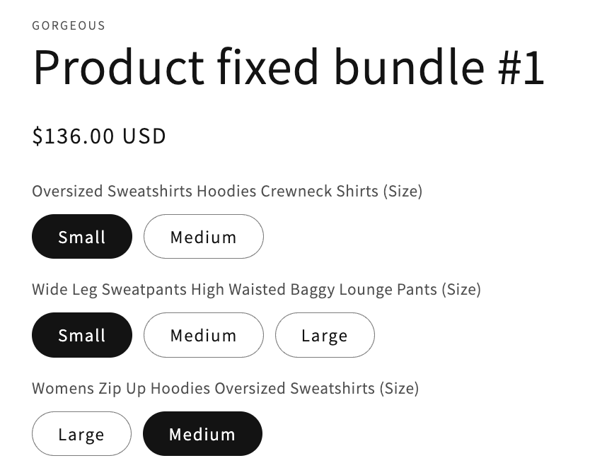 Product Fixed Bundle example